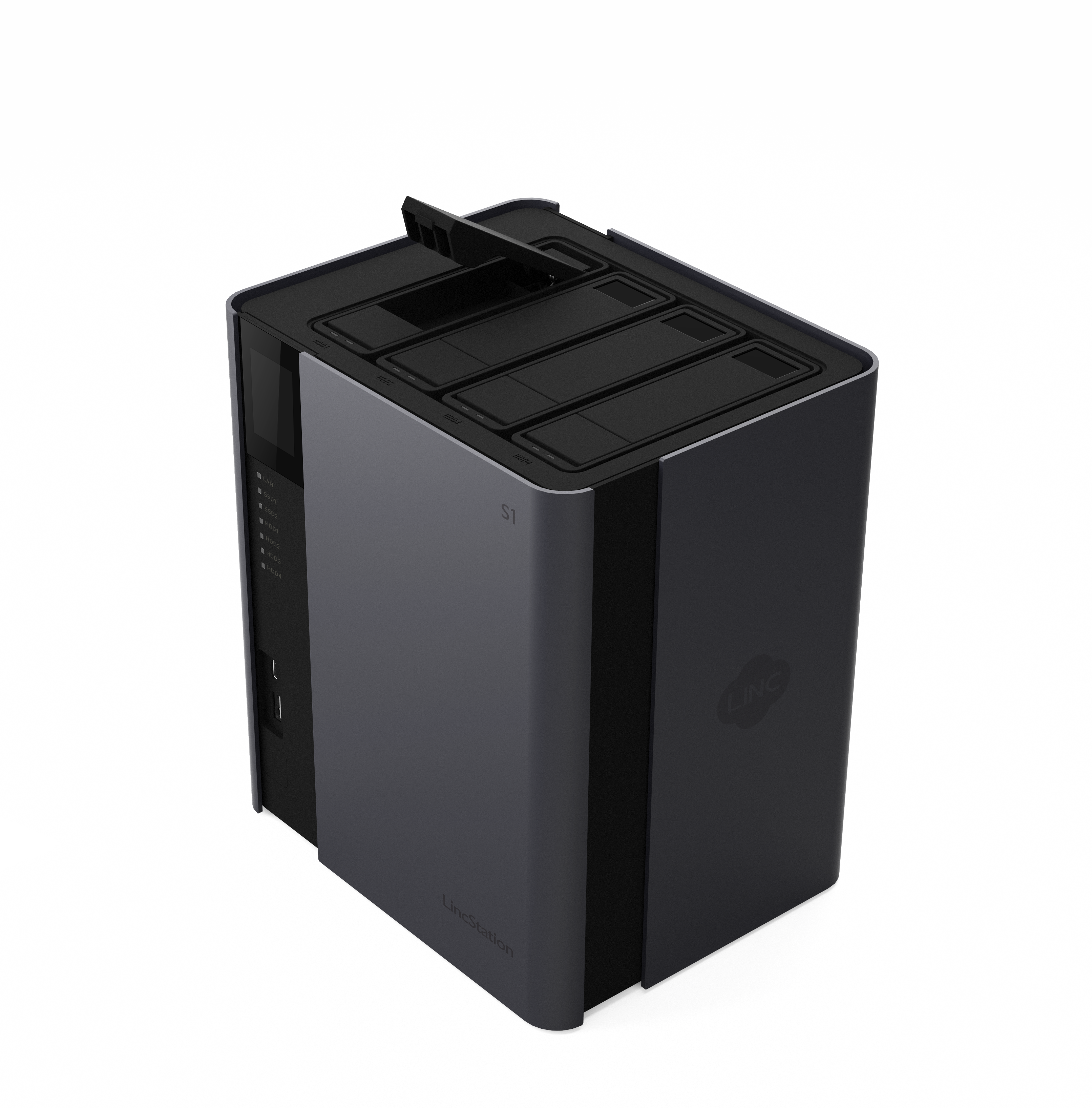 LincPlus LincStation S1 6-Bay NAS | 8 GB RAM + 128 GB ROM | Bis zu 112 TB (festplattenlos) Schwarz und Grau