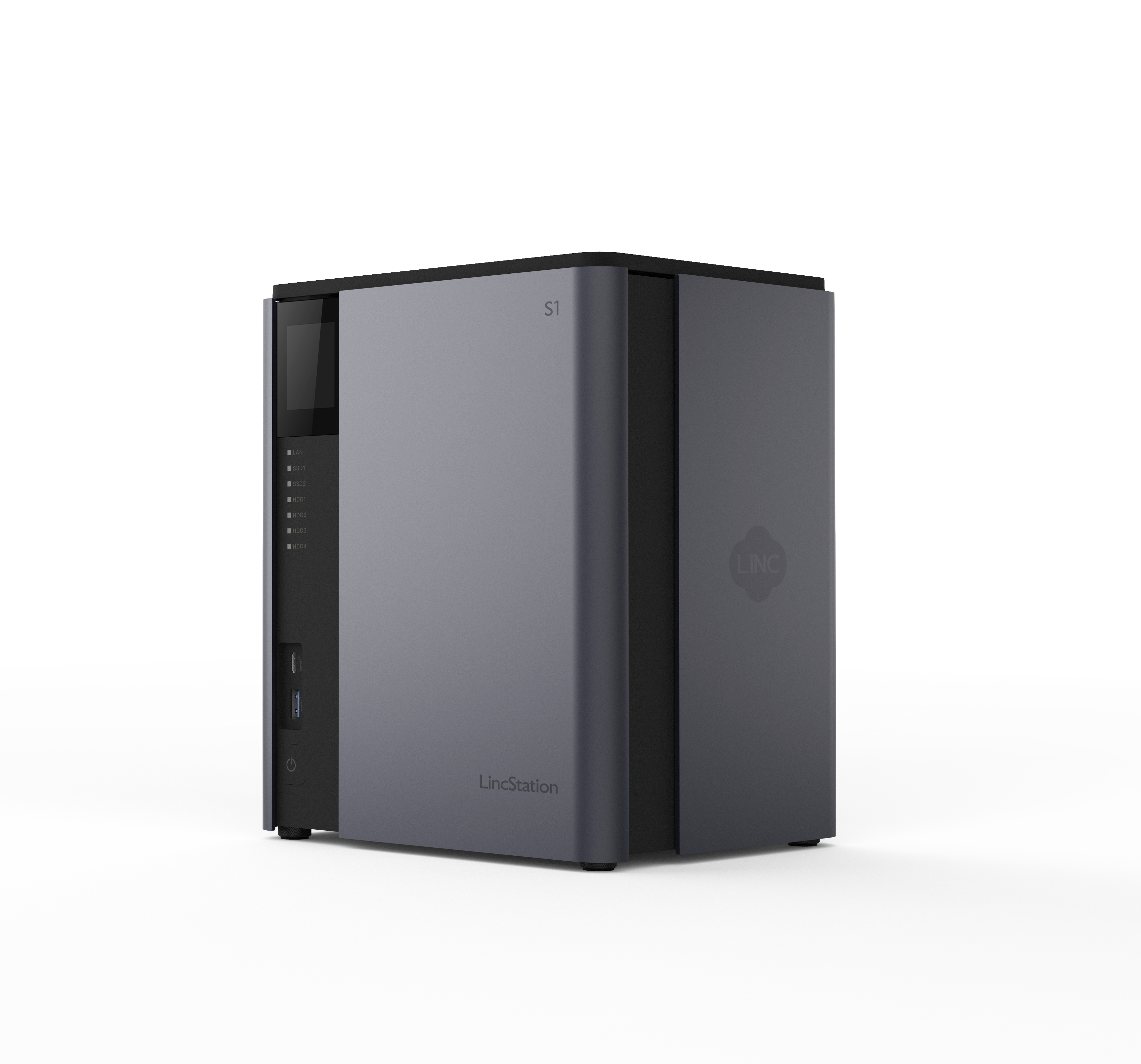 LincPlus LincStation S1 6-Bay NAS | 8 GB RAM + 128 GB ROM | Bis zu 112 TB (festplattenlos) Schwarz und Grau