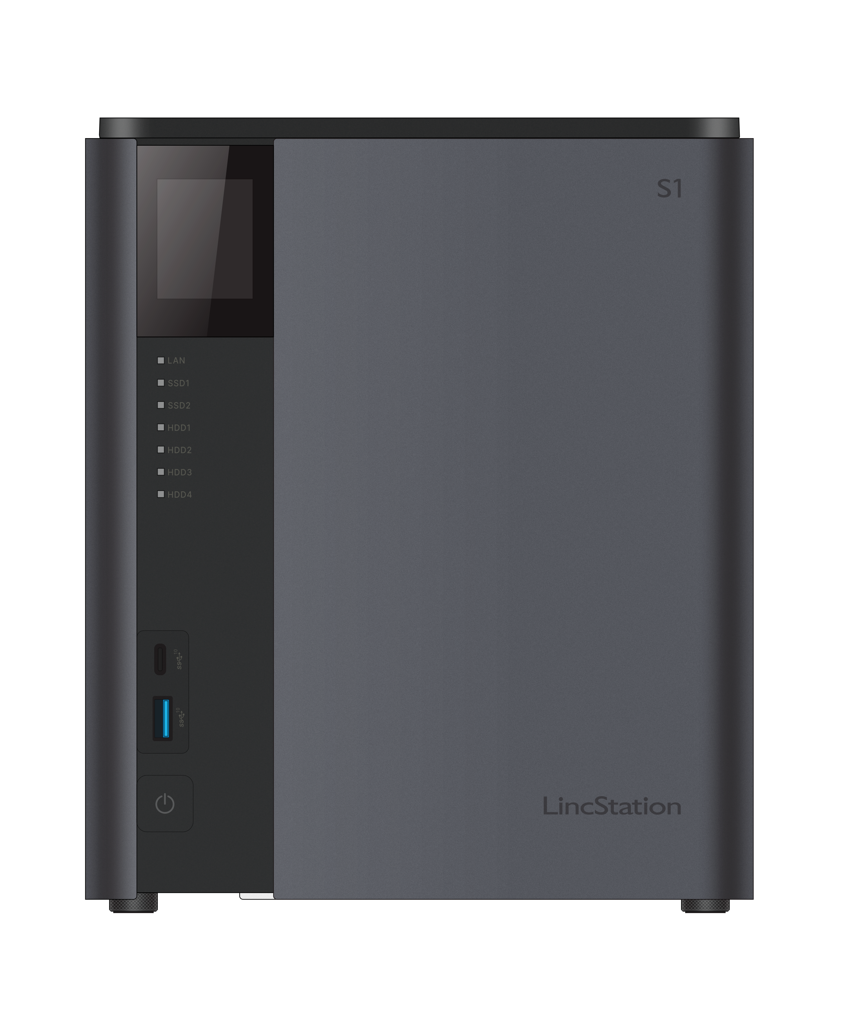 LincPlus LincStation S1 6-Bay NAS | 8 GB RAM + 128 GB ROM | Bis zu 112 TB (festplattenlos) Schwarz und Grau