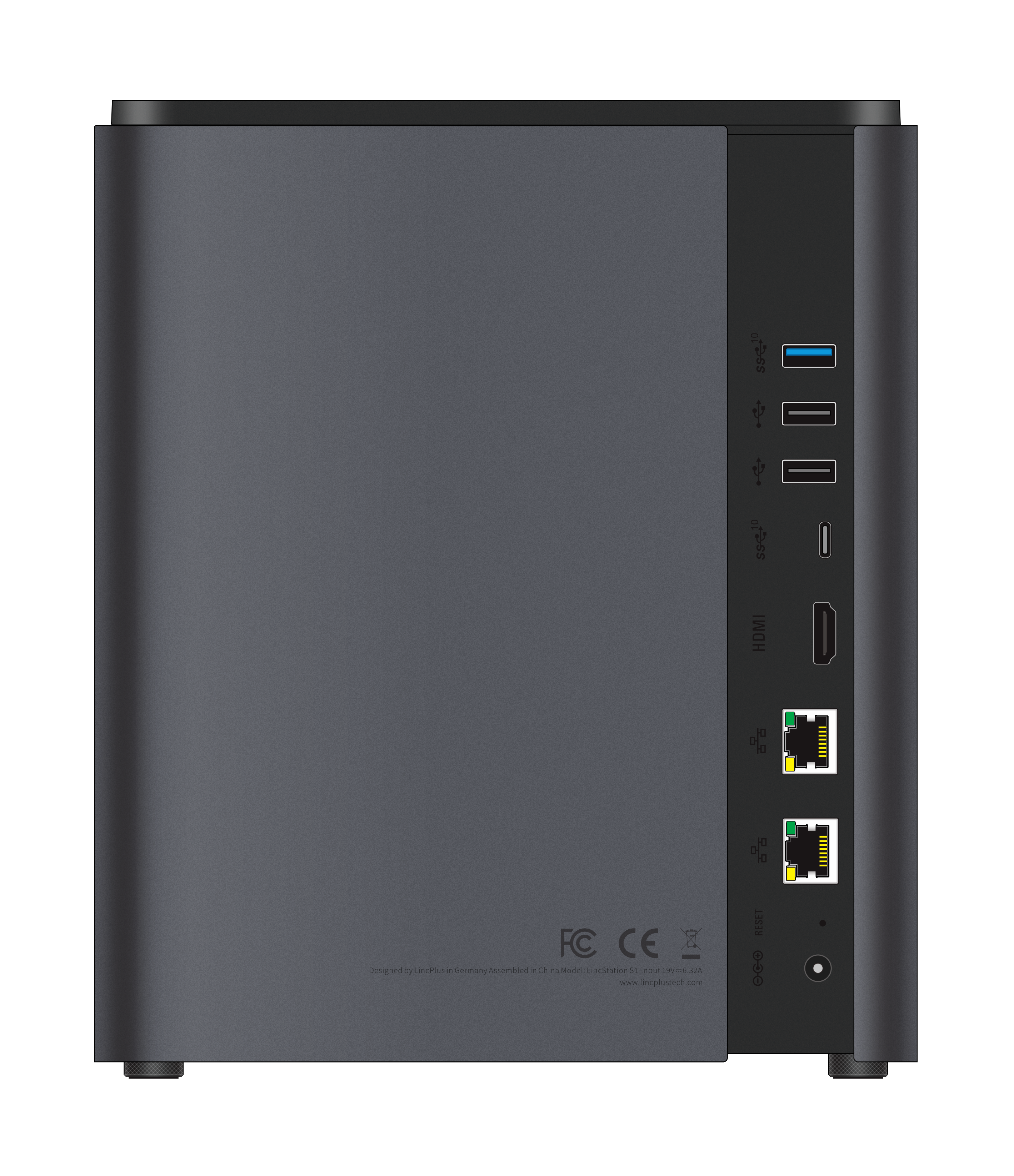 LincPlus LincStation S1 6-Bay NAS | 8 GB RAM + 128 GB ROM | Bis zu 112 TB (festplattenlos) Schwarz und Grau